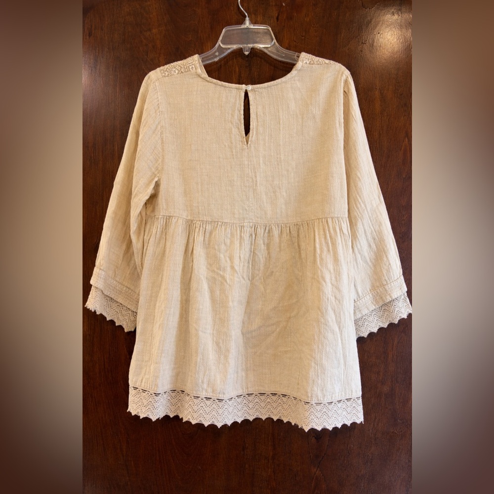 Rachel Zoe Beige Lace Detail Blouse size L - Picture 3 of 4